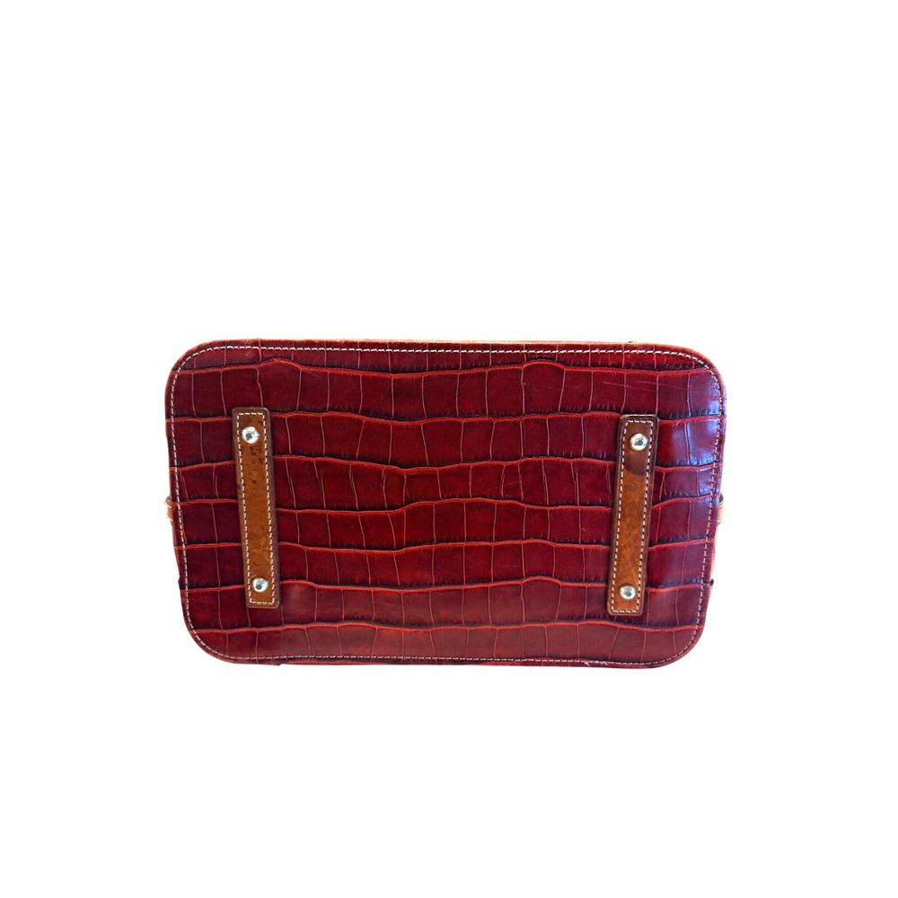 Dooney & Burke Exotic Croco Satchel Red Embossed Leather Handle Bag Purse $248 - Picture 6 of 9